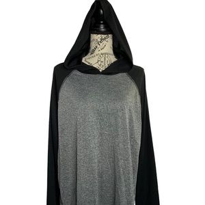 Zone Pro men’s XL hooded pullover shirt Black- Gray Long sleeve Polyester men XL